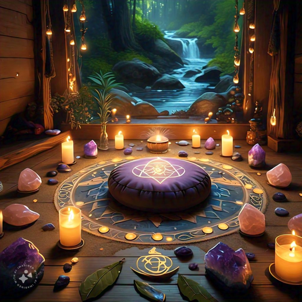 An enchanting sacred space set for a manifestation ritual.