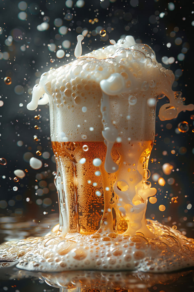 Beer foam, black background, front, picture only foam