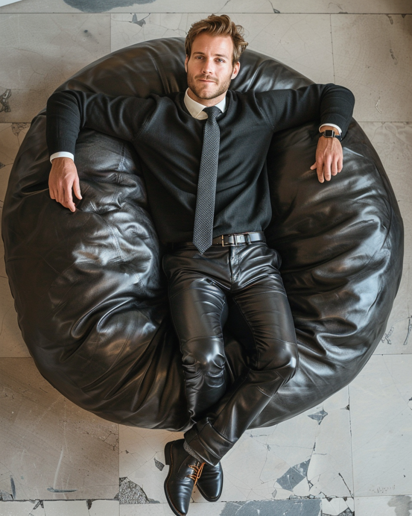 danish man in black leather pants