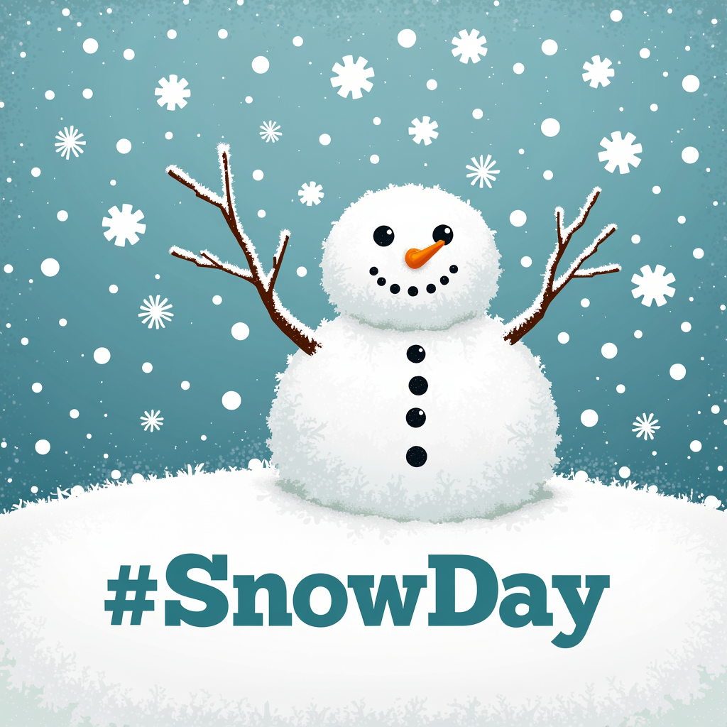 Social media feeds filled with #SnowDay wishes, likes, and shares, creating a digital blizzard of collective desire