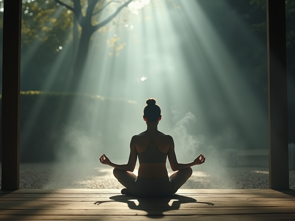 photo of a meditating person