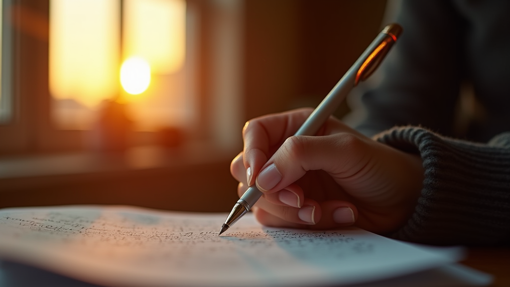 photo of a journal writing hand