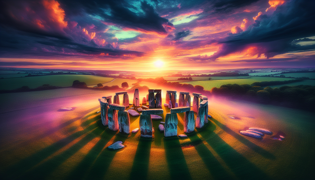 The stone henge in a colorful light