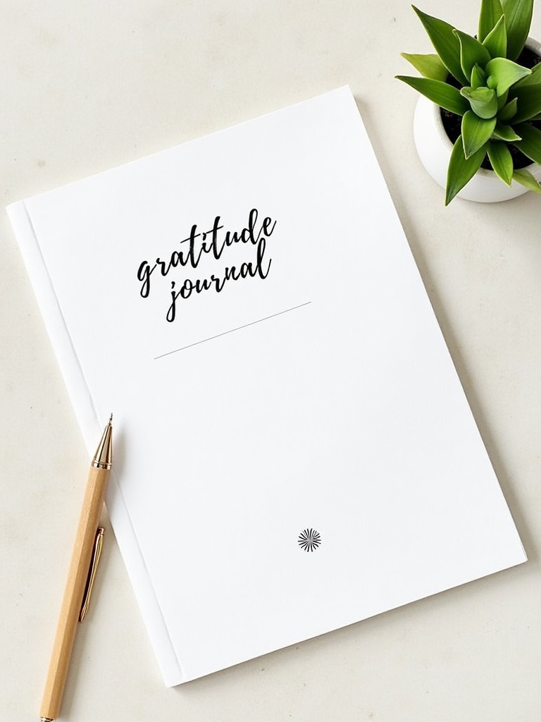 Minimalist gratitude journal cover with plant