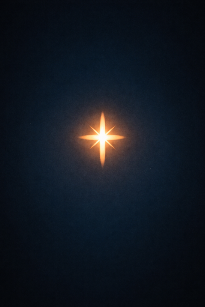 Minimalist star candle on dark background.